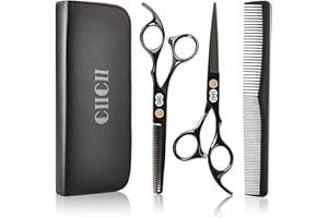 CIICII Hair Cutting Scissors Shears Kit, Professional Hairdressing Scissors Set (Hair Beard Trimming Shaping Grooming Thinnin