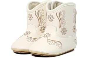 DUONITITI Infant Toddler Western Boots Cowgirl Cowboy Soft Rubber Sole Booties for Girls Boys 3-18 Months