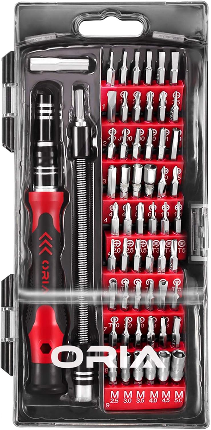 ORIA Precision Screwdriver Kit, 60 in 1 with 56 Bits Screwdriver Set, Magnetic Driver Kit with Flexible Shaft, Extension Rod for Mobile Phone, Smartphone, Game Console, Tablet, PC, Blue - - 