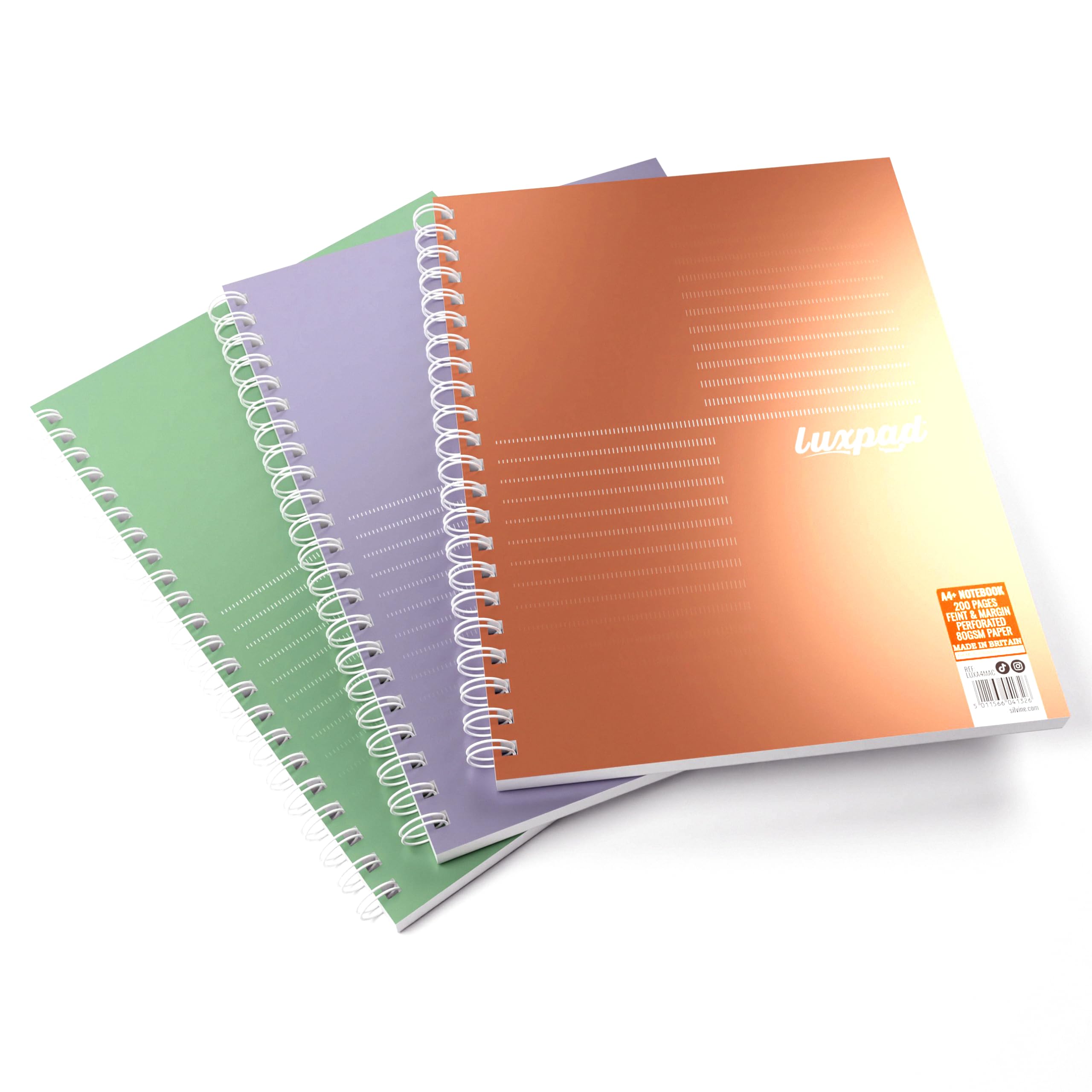 Silvine Luxpad Assorted Metallic A4 FSC Wirebound Notebook - Lined (200 Pages) Pack of 3