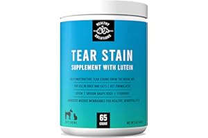 HEALTHY SOLUTIONS FOR PETS Tear Stain Remover for Dogs Plus Lutein - Supplement for White Dogs & All Other Dog Breeds - Eliminates Unsightly Eye Tear Stains for Dogs & Cats - 65 Soft Chews Enhanced with Cranberry Extract