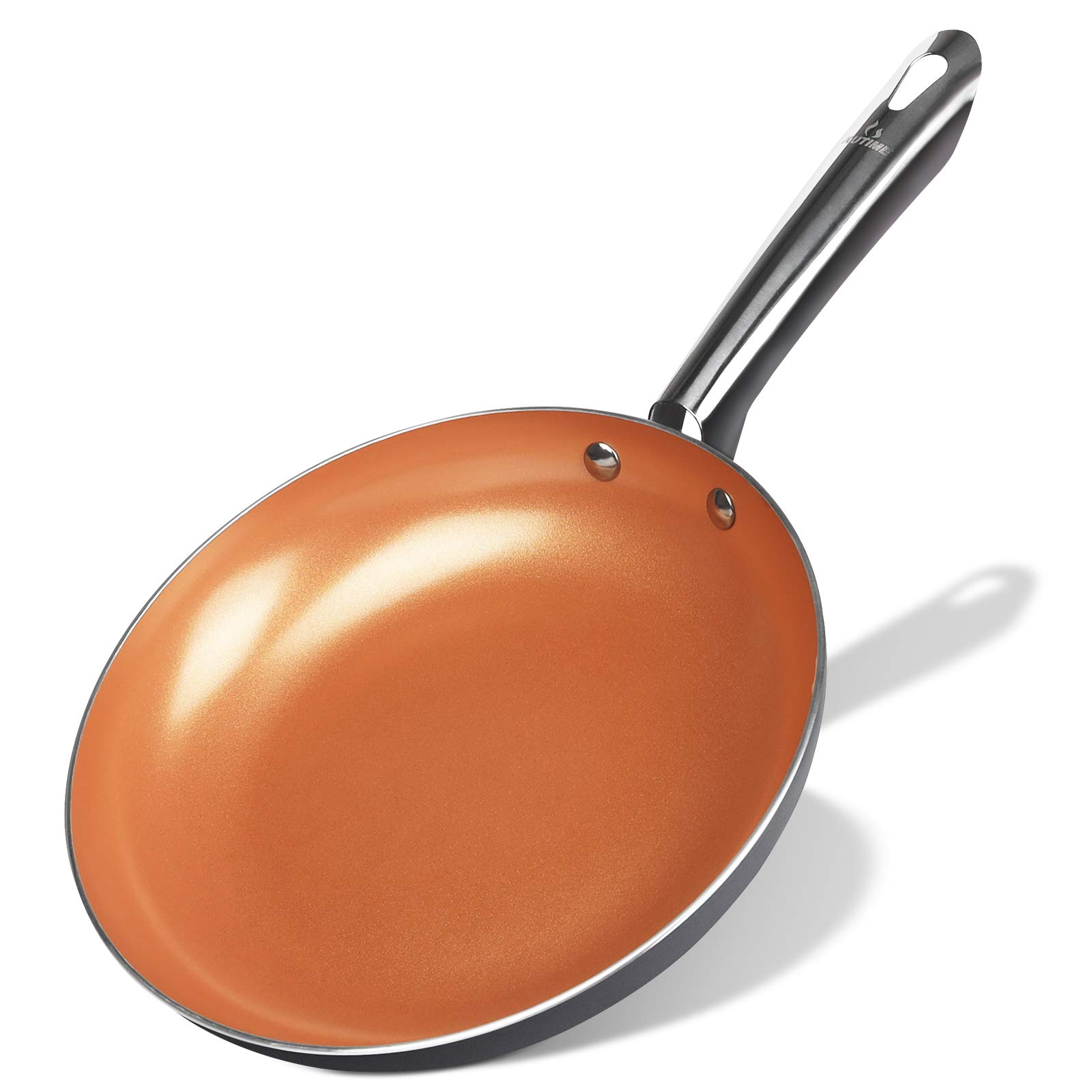 KUTIME 11-inch Nonstick Frying Pan Classic Fry Pan with Stainless Steel Handle Ceramic Coating Skillet, Gas, Induction Compatible, Oven Safe