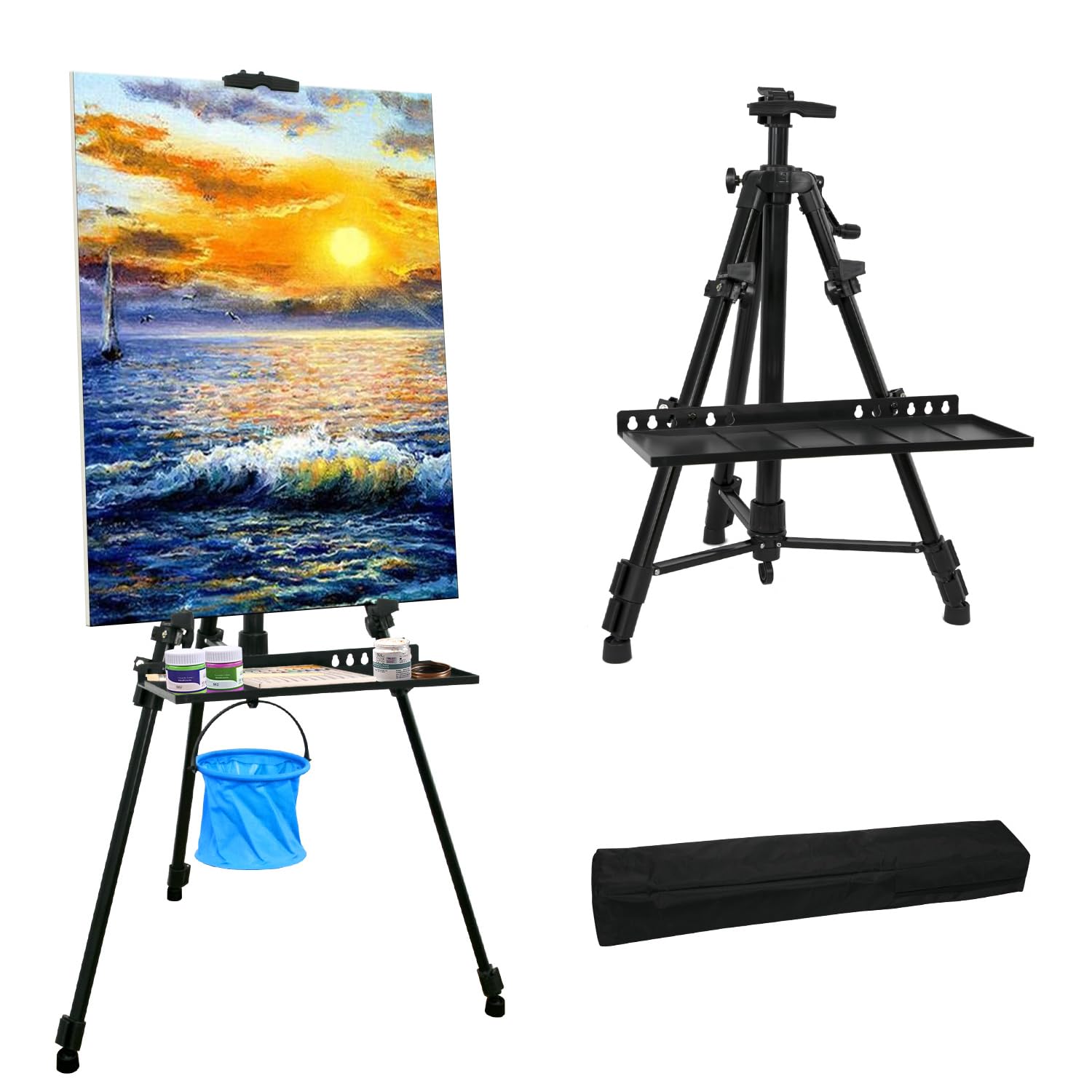 Aluminium Easel Stand - Adjustable Height Art Easel for Painting & Display (50-152cm) with Portable Carry Bag - Artist Tripod for Adults