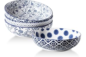 Cerkik Ceramic Large Pasta Bowls - 45 Oz / 1200 ml Salad Bowls, 8.5 inch / 21.5 cm Wide Serving Bowls for Soup Dessert Noodle