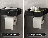 Voldra Toilet Roll Holder with Shelf Black Aluminum Wall Mount Drawer view 4