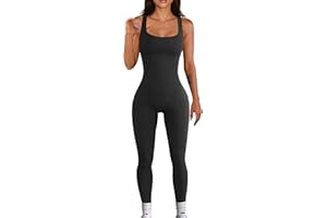 OQQ Women's Yoga Ribbed One Piece Tank Tops Rompers Sleeveless Exercise Jumpsuits