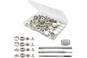 Keismodye 12 Sets Snap Fasteners Kit, Heavy Duty 15mm Metal Snaps Buttons, Leather Snaps and Sewing Crafts, Press Studs with 