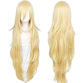 Linfairy Long Blonde Rachel Wig Halloween Cosplay Costume Wig for Women 90CM