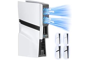 TOKLUCK Auto Cooling Fan for P S5 Slim/Pro Console, Silent P5 Accessories Cooling System with Adjustable Speed, Efficient Plug-in P S5 Fan Cooling Fan for PlayStation DISC&Digital, Not for Original P5, White