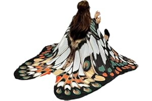 RYSHMAN Halloween Butterfly Wings Costume for Women Girls Printed Moth Cape Shawl Wrap Moth Butterfly Cloak