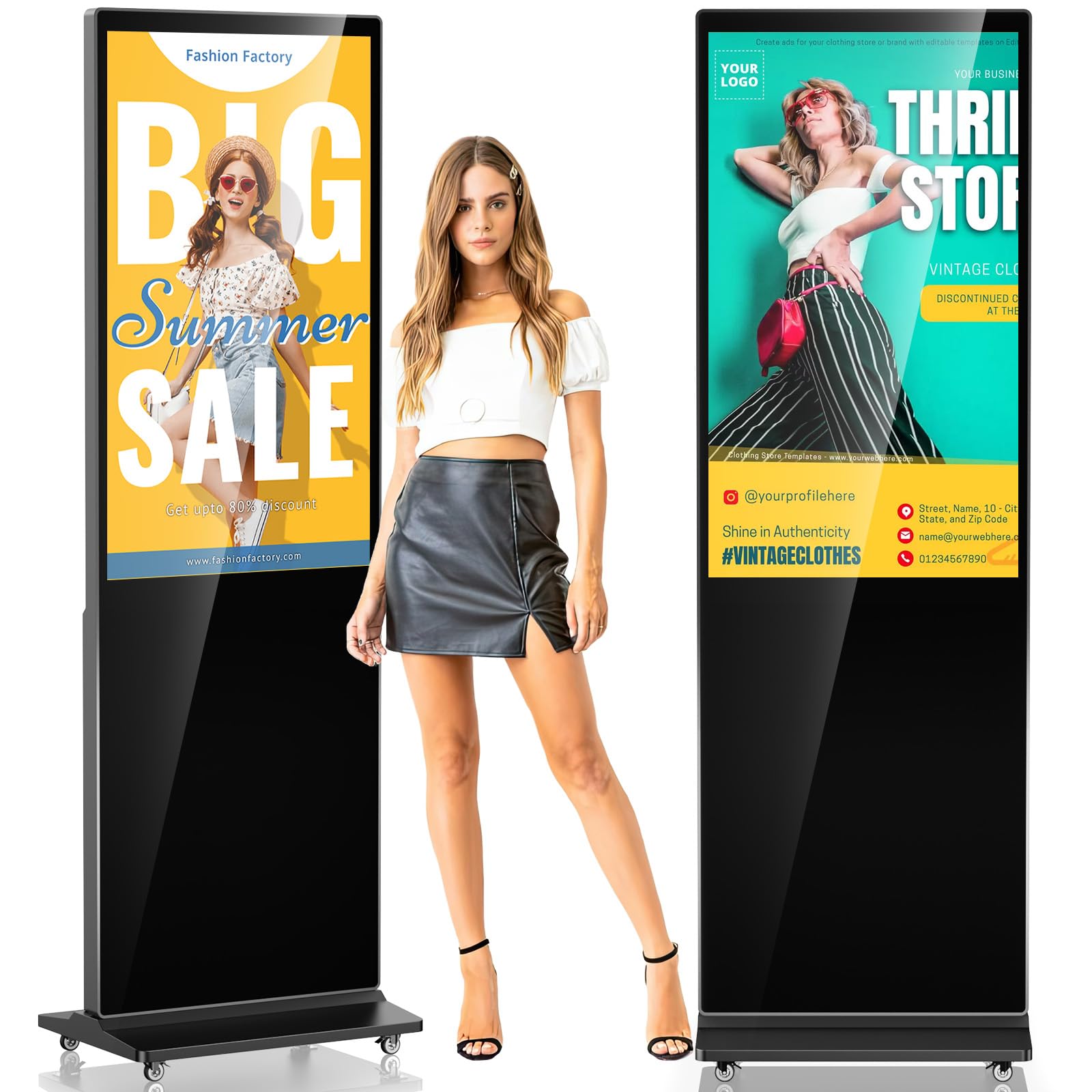 Photo 1 of *SCREEN IS DAMAGED//POWERED ON* antfraer 43" Digital Signage Kiosk Android 11.0 OS, 2K Resolution Digital Signage, Non-Touchscreen Indoor Advertising Display Totem with WiFi & HD Inputs Digital Signage Player