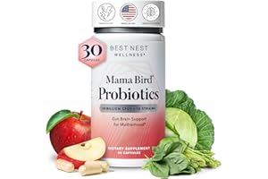 Best Nest Wellness Mama Bird Probiotics for Prenatal, Postnatal, Fertility, Women Digestive Health 50 Billion CFU, 15 Strains, Patented Time Released Capsules, Once Daily Probiotic Supplement, 30 Ct