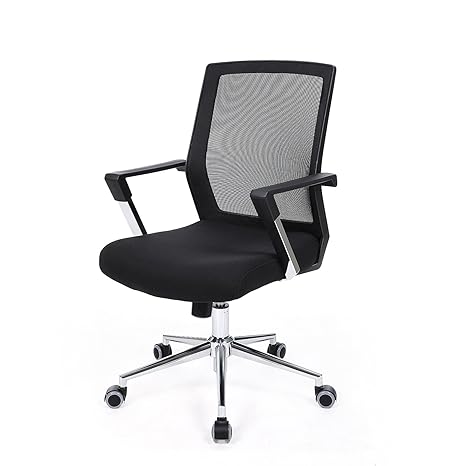 SONGMICS Bürostuhl mit Netzrückenlehne Chefsessel Bürodrehstuhl Drehstuhl höhenverstellbar Wippfunktion schwarz OBN83B