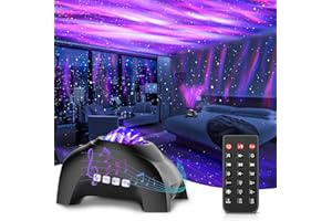 CIMELR Northern Lights Aurora Projector,Star Projector Music Bluetooth Speaker and White Noise,Galaxy Light with Remote Contr