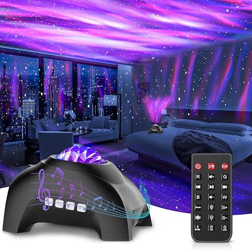 Northern Lights Aurora Projector,CIMELR Star Projector Music Bluetooth Speaker and White Noise,Galaxy Light with Remote Control, Night Light for Bedroom, Room Decor, Ceiling, Gift for Kids Adults