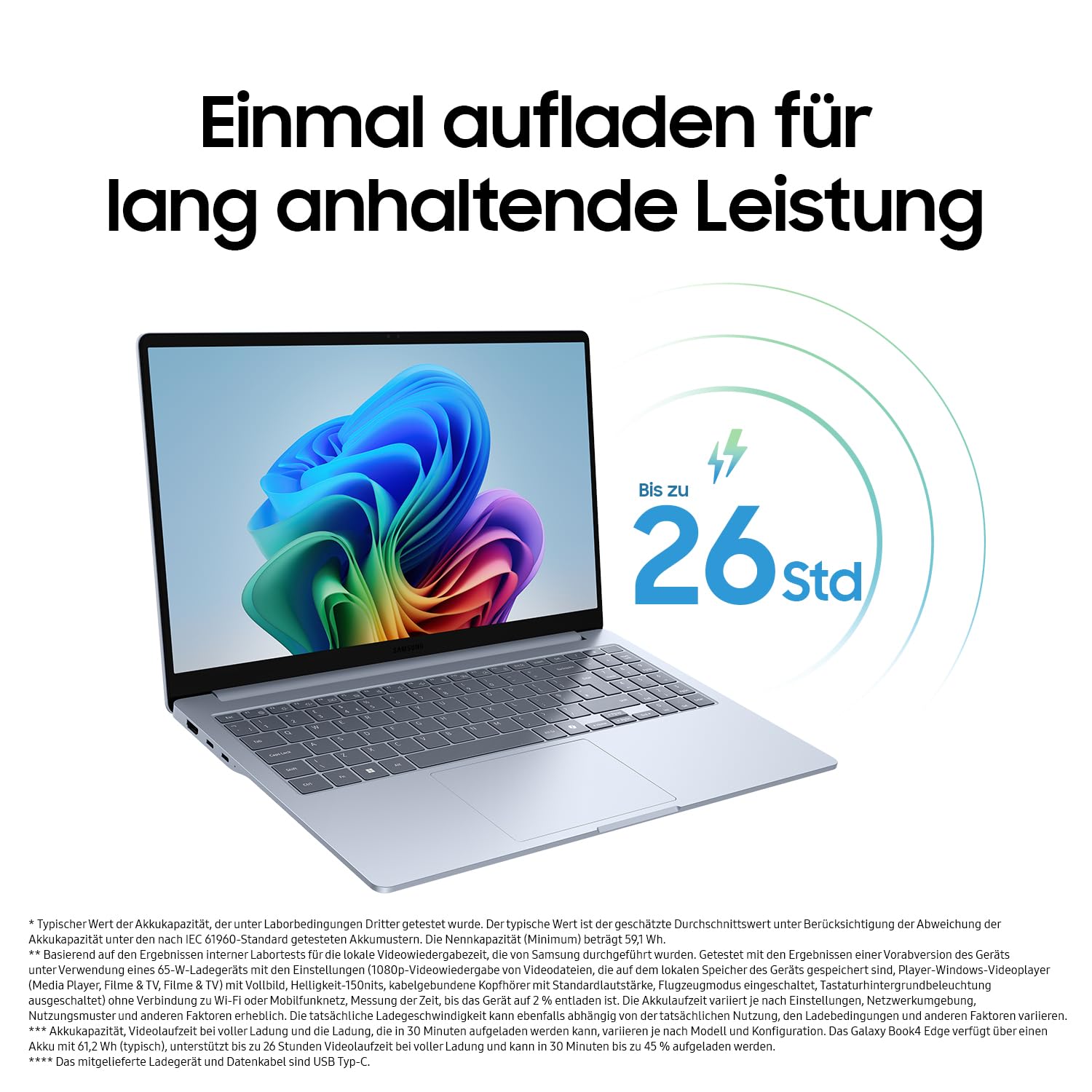 Samsung Galaxy Book4 Edge Galaxy AI-Laptop, 15,6-Zoll-Display, 16GB RAM, Snapdragon X Plus Prozessor, Notebook 256GB Speicher, Copilot+ PC, Sapphire Blue, 3 Jahre Herstellergarantie Windows 11 Home 6