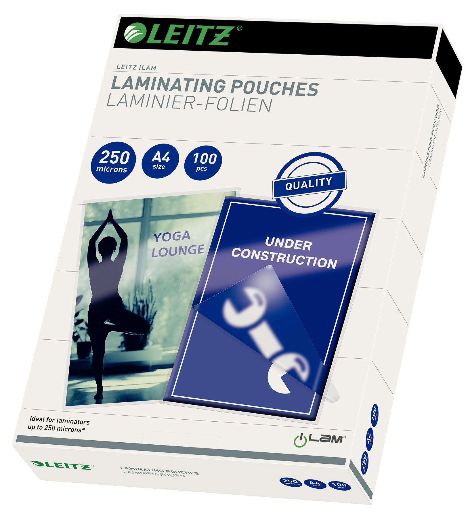 Leitz 16935 250 μ Thick Material A4 Premium Laminating Pouch - Transparent (Pack of 100)