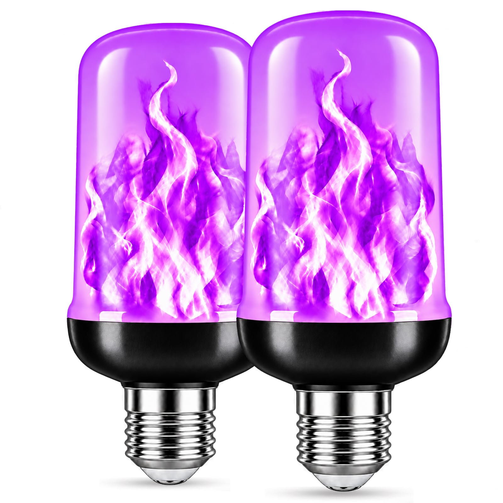 LED Purple Flame Light Bulbs, Flickering Fire Light for Halloween Christmas | 4 lighting modes | E26 base | Purple flame | Up