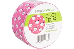 Simply Genius Pattern Duct Tape Heavy Duty - Craft Supplies for Kids & Adults - Colored Duct Tape - Single Roll 1.8 in x 10 Yards - Colorful Tape for DIY, Craft & Home Improvement (Bubble Gum Kitty)