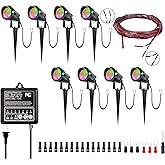 All-in-One RGB Landscape Lighting Kit, 5W Color Changing Low Voltage Landscape Lights with 12V100W Transformer and 80FT Wire, LED Multi-Color Landscape Spotlights for Holiday Yard Garden House, 8Pack