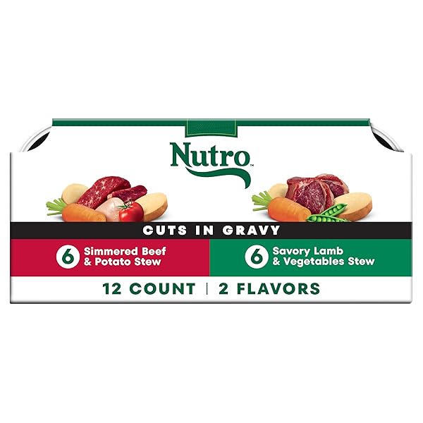 NUTRO NATURAL CHOICE CUTS IN GRAVY WET DOG FOOD, GRAIN FREE DOG FOOD WET LAMB AND BEEF RECIPES VARIETY PACK, 3.5 OZ. TRAYS (12 COUNT, PACK OF 1)