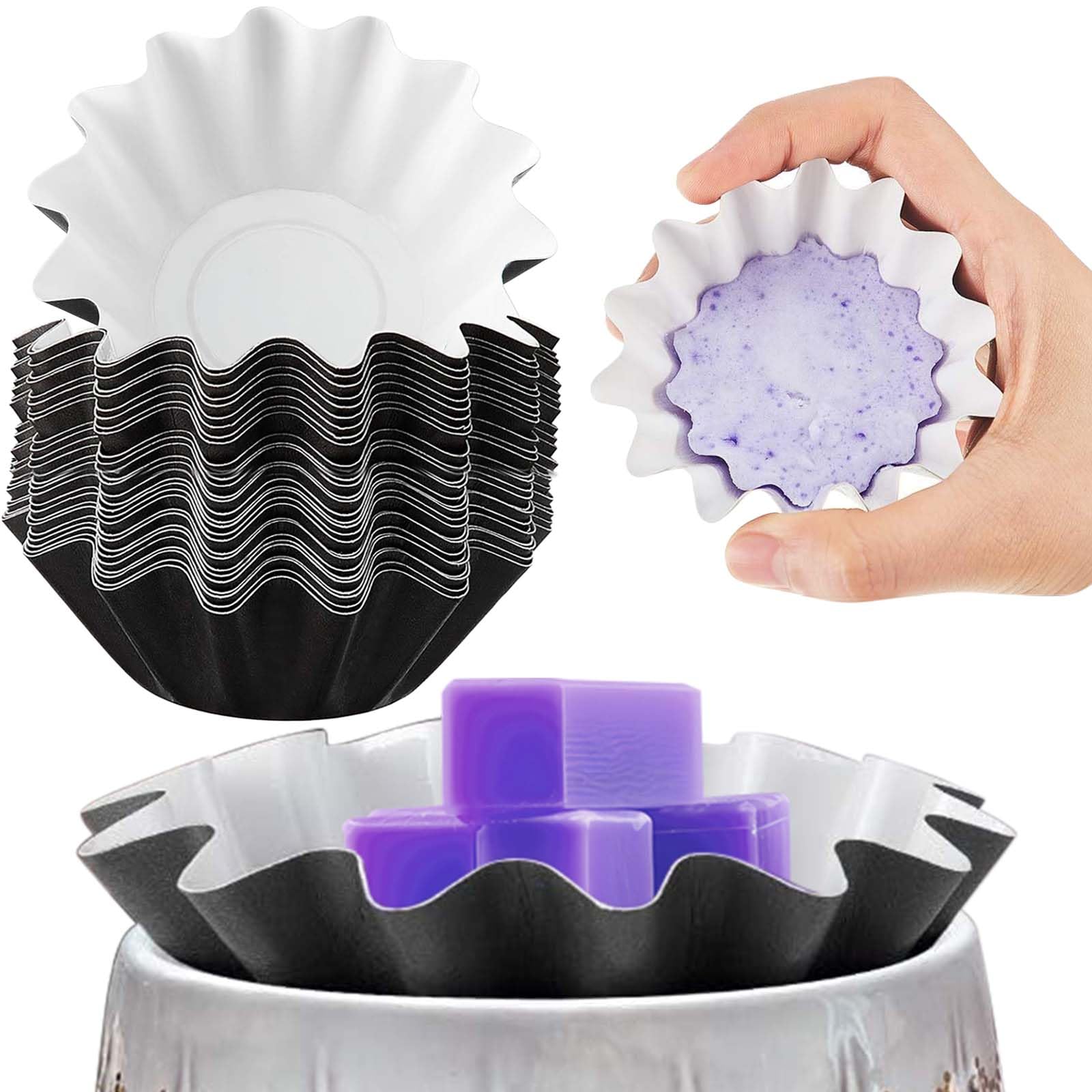 BOAO Reusable Wax Warmer Liners - Leakproof Electric Candle Warmer, Pluggable Wax Melter and Burner (Black, 50 Pieces)