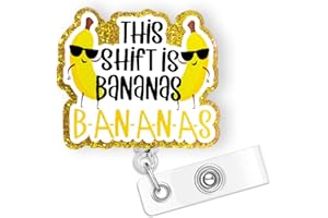 BYDEVIA This Shift is Bananas Funny Badge Reel Retractable for Nurse Nursing RN CNA Medical Assistant & Teacher | Funny Nurse Gifts Banana Badge Holder with Alligator Clip & 24” Durable Nylon Cord | Acrylic