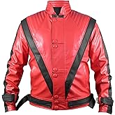 Michael Thriller Jacket – Red and Black Faux Leather Jacket | MJ Coat for Mens | Halloween Costume Party Outfit