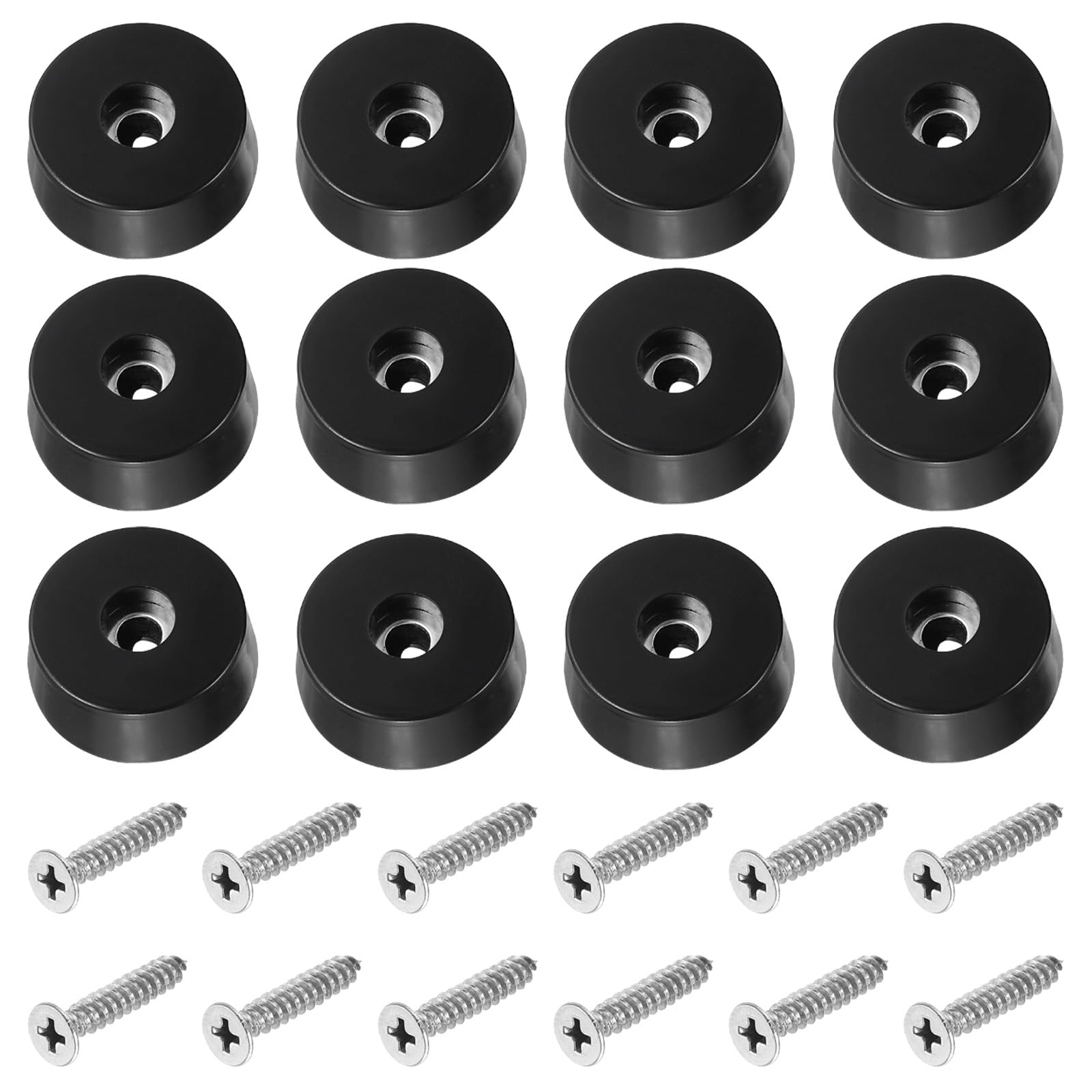 PATIKIL Cutting Board Feet, 12 Pack Round Rubber Feet Bumpers Non Slip Bumper Pads with Stainless Steel Screws for Furniture Chairs Desks Electronics (0.17"Wx0.35"H)