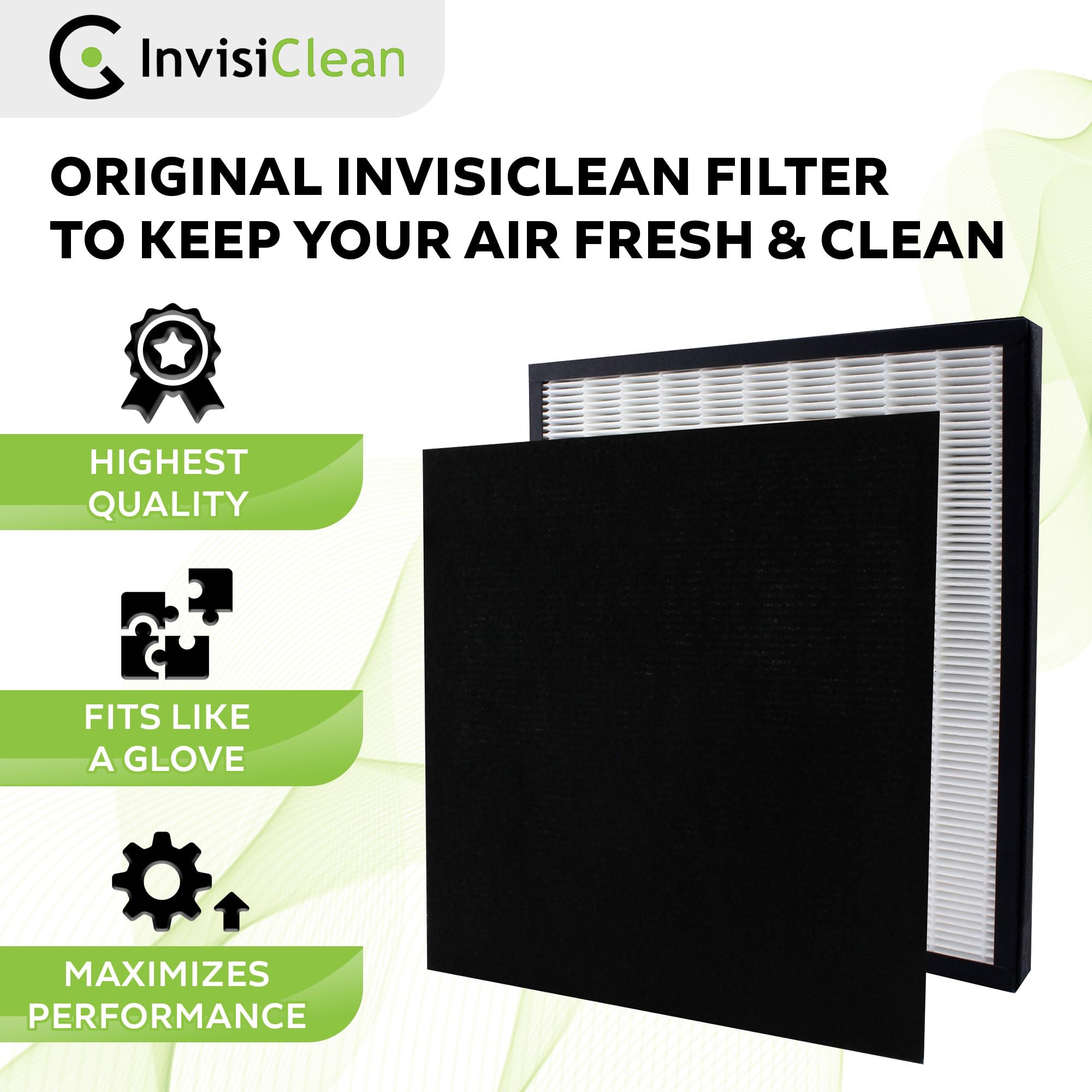 InvisiClean True Hepa Replacement Filter with Activated Carbon Prefilter - Genuine Filter for InvisiClean Aura IC-5018 and Sensa IC-5120 Air Purifiers