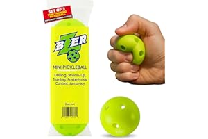 BZER Quiet Pickleball Balls – Mini Pickleballs Silent Rubber Training Ball - Set of 3 for Indoor Outdoor Play, Soft Tiny Prac