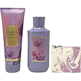 Bath & Body Works Vanilla Ease Duo Set- Body Cream and Body Wash with a Lavender Dreams Bar Soap.