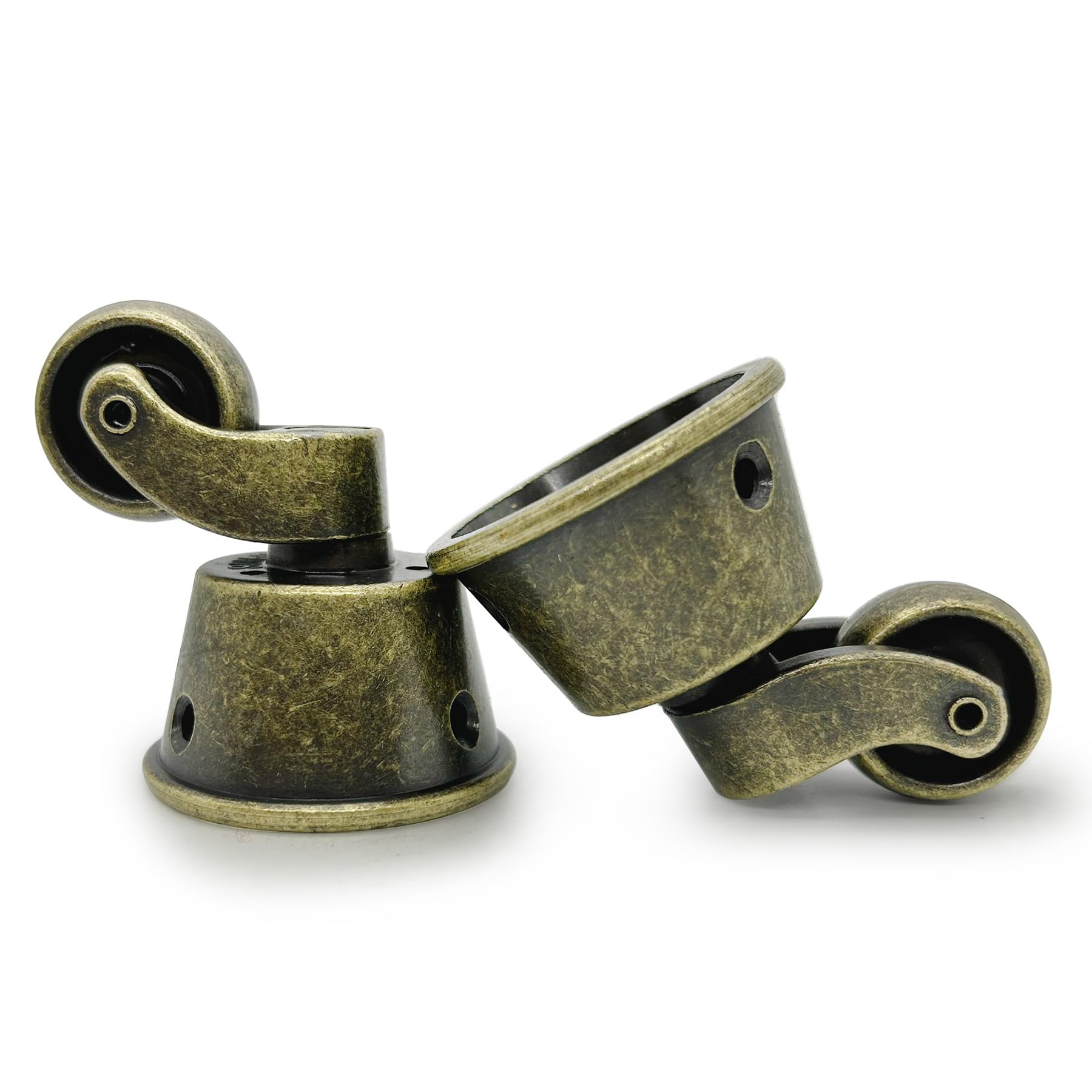 LEPEVNEY Swivel Caster Wheels Cup Type Solid Brass Castor for High Load Capacity Furniture, Universal Wheel Castors for Armchairs, Sofas, Beds, Antique Polished,φ1.77" / 45mm, Bronze 2 PCS