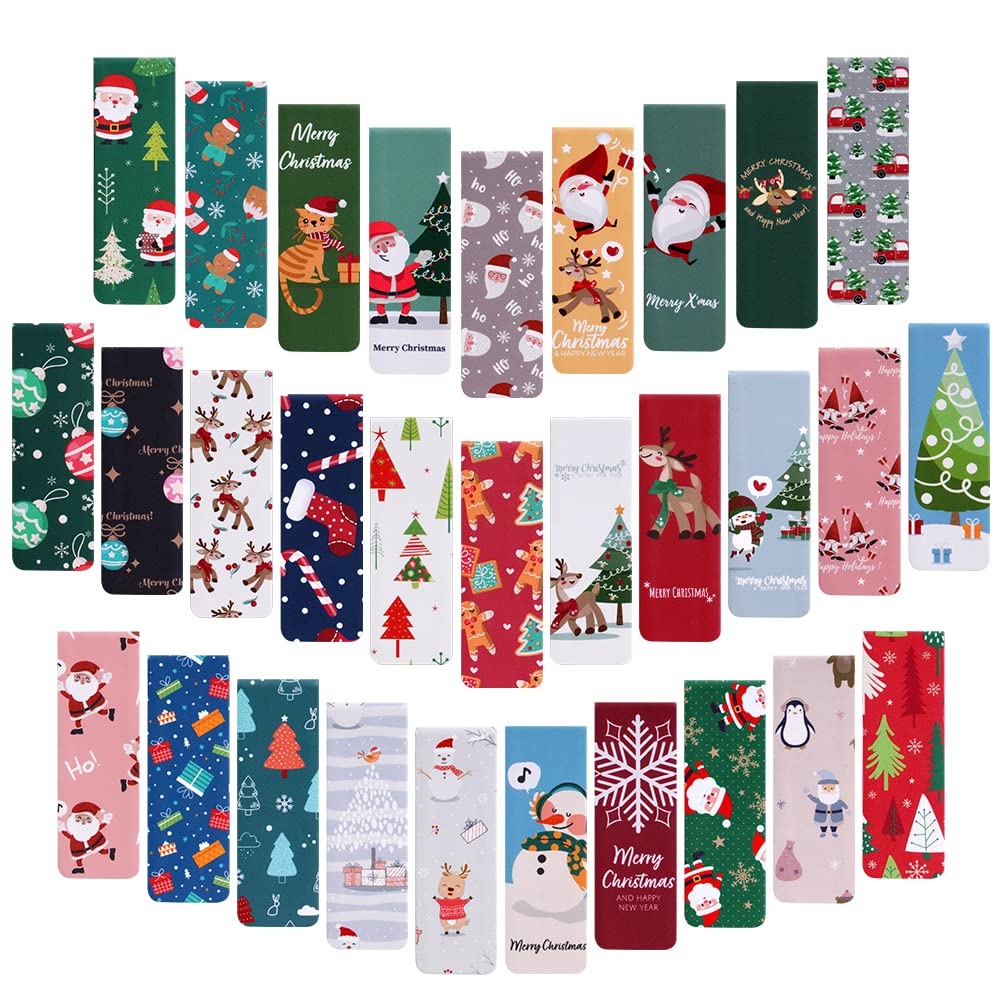 Vicloon Magnetic Page Clips, 30Pcs Book Marker Clip, Magnet Page Markers Markers Page Clip Inspirational Quotes Bookmarks Magnetic Bookmarks for Students Children Adults Reading Supplies (Chritmas)