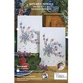 Tobin 264064 Stamped Kitchen Towel for Embroidery, Dynasty,White White