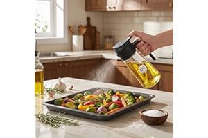 1 Oil Spray Bottle Glass Dual Purpose Atomized and Pouring Leak Proof Dispenser for Kitchen, Salad, Vinegar Soy Sauce, Transp