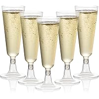 MATANA 24 Premium Elegant Clear Plastic Champagne Flutes, 150ml - Reusable Toasting Glasses, Cocktail Prosecco Glasses for We