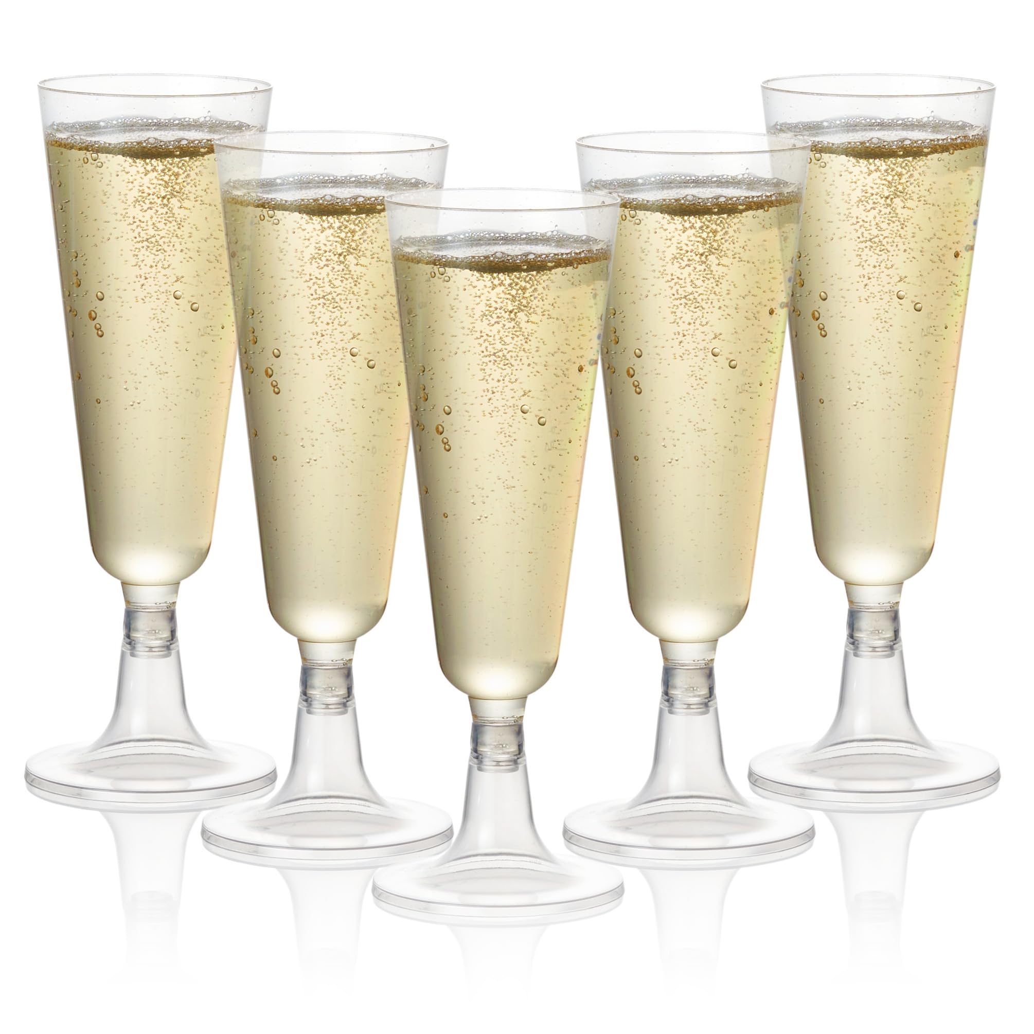 MATANA 24 Premium Clear Plastic Champagne Flutes, 150ml - Reusable Toasting Glasses, Cocktail Prosecco Glasses for Weddings, Birthdays, Christmas, BBQ & Garden Parties