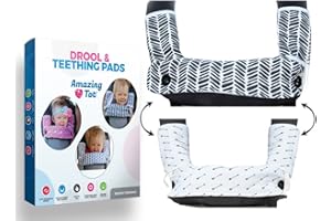AMAZING TOT Drool and Teething Pad Reversible Organic Cotton 3-Piece Set Compatible with Ergobaby Four Position 360 Baby Carrier (Grey and White Arrows) [Patent Pending]