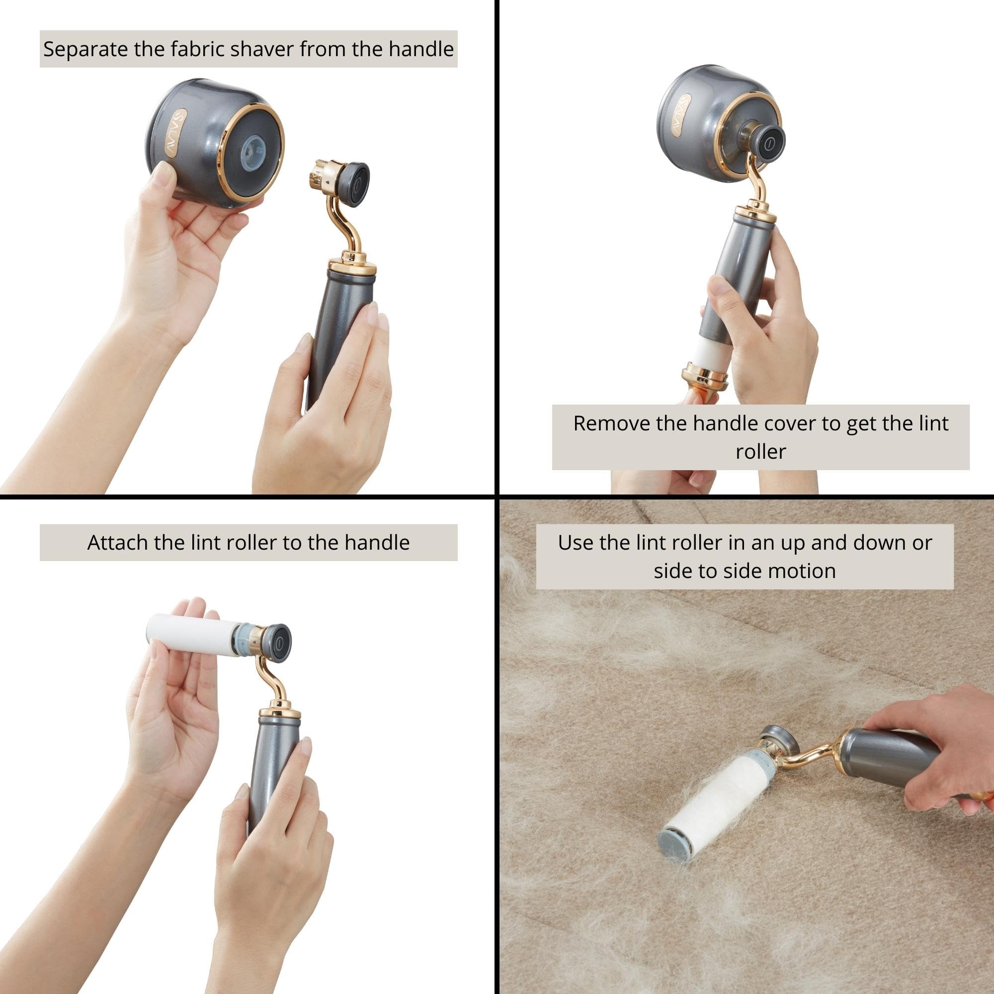 SALAV Retro Edition Steamer and Iron and Fabric Shaver and Lint Roller Bundle, Titanium