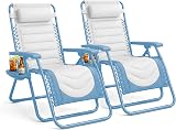 KEPLIN Set of 2 XXL Premium Heavy Duty Padded Two Tone Zero Gravity Chairs