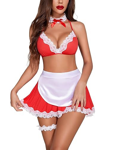 Avidlove Sexy Maid Lingerie for Women Roleplay Lingerie Cosplay Lingerie  Set Sexy Costumes Red L in Saudi Arabia | Whizz Costumes