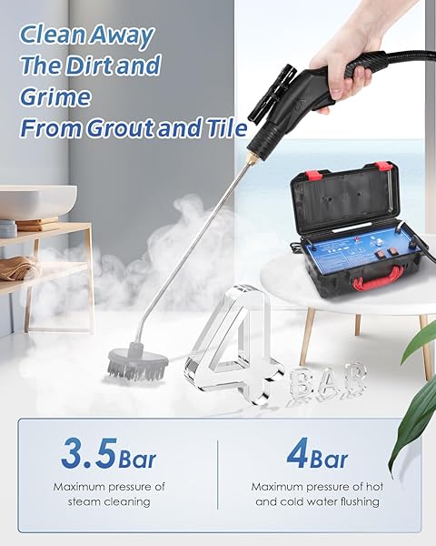 HAPYVERGO HIGH PRESSURE STEAM CLEANER, 1700W STEAMER FOR CLEANING GROUT TILE, HEAVY DUTY PORTABLE STEAMER CLEANER FOR CAR AUTO, HIGH HEAT CLEANING STEAMER FOR HOME SHOWER ALL SURFACES 110V