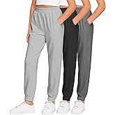 Sweet Hearts Girls Sweatpants - 3 Pack High Waisted Performance Jogger Girls Pants with Pockets: Made in USA (Sizes 5-18)