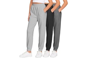 Sweet Hearts Girls Sweatpants - 3 Pack Girls' Activewear High Waisted Jogger Pants with Pockets: Made in USA (Sizes: 5-18)