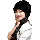 Women's Rabbit Fur Hat Furry Knit Beanie Hat Warm Winter Hat Ski Skull Cap