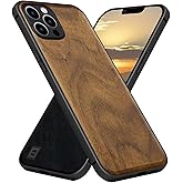 Carveit Magnetic Wood Case for iPhone 12 Pro Max [Natural Wood & Black Soft TPU] Shockproof Protective Unique & Classy Wooden Cover Compatible with MagSafe (Walnut)