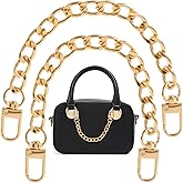 Winsyison 2pcs Gold Purse Extender Chains, Metal Straps Extenders Chains for Women, Flat Purse Chain Strap Charms Accessories for Handbags Wallets Shoulder Bags