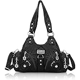 Angel Kiss Purses for Women Small Hobo Shoulder Bags Vagen Leather Multi-Pocket Tote Bag with Zipper