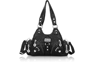 Angel Kiss Purses for Women Small Hobo Shoulder Bags Vagen Leather Multi-Pocket Tote Bag with Zipper